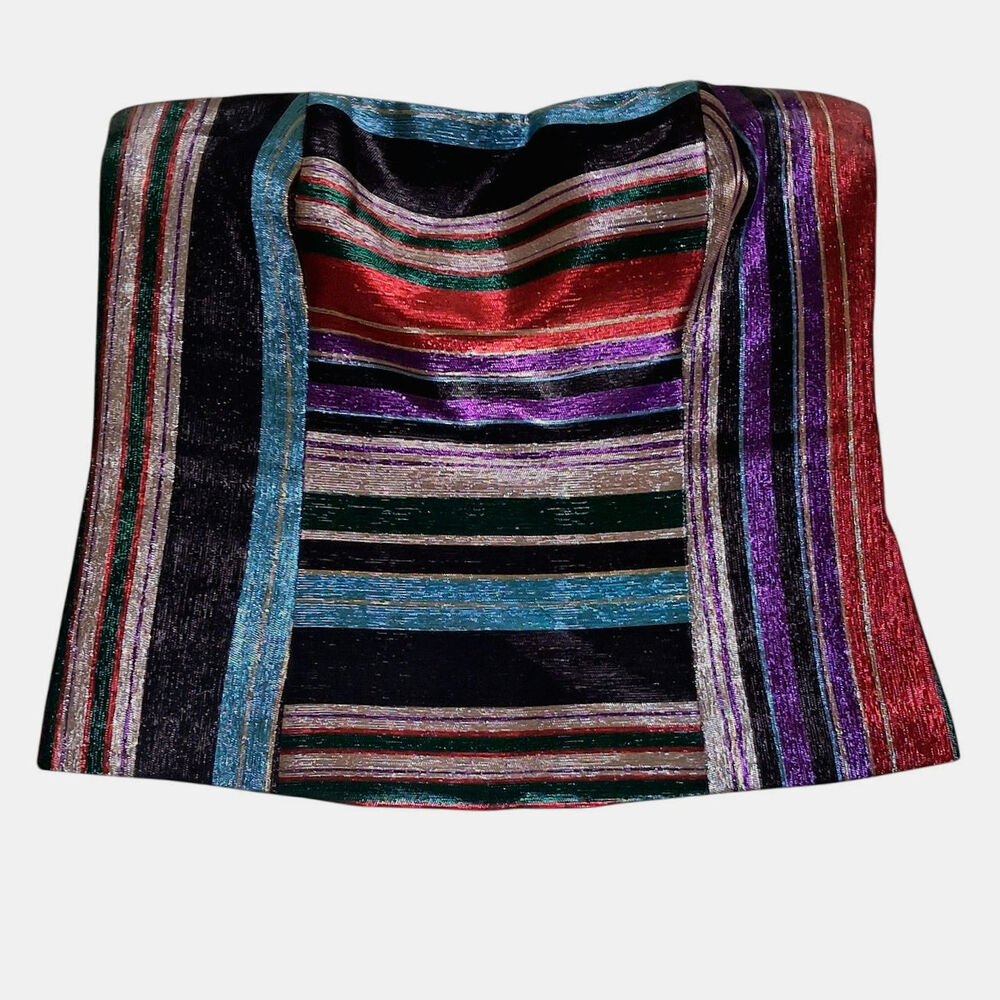 Trina Turk Metallic Rainbow Stripe 2 Piece Set Top 10 Pants 6 Party Resort